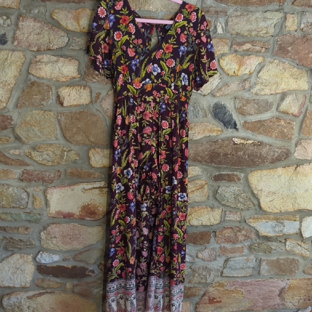Angie Multicolor Floral Maxi Romper Dress